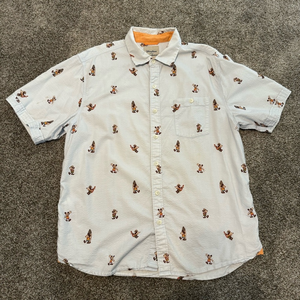 Tommy Bahama Disney Park Collection Men Large Ukulele Surfboard Mickey Shirt S/S